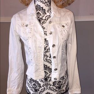 Justice white jacket with silver beads..super cute